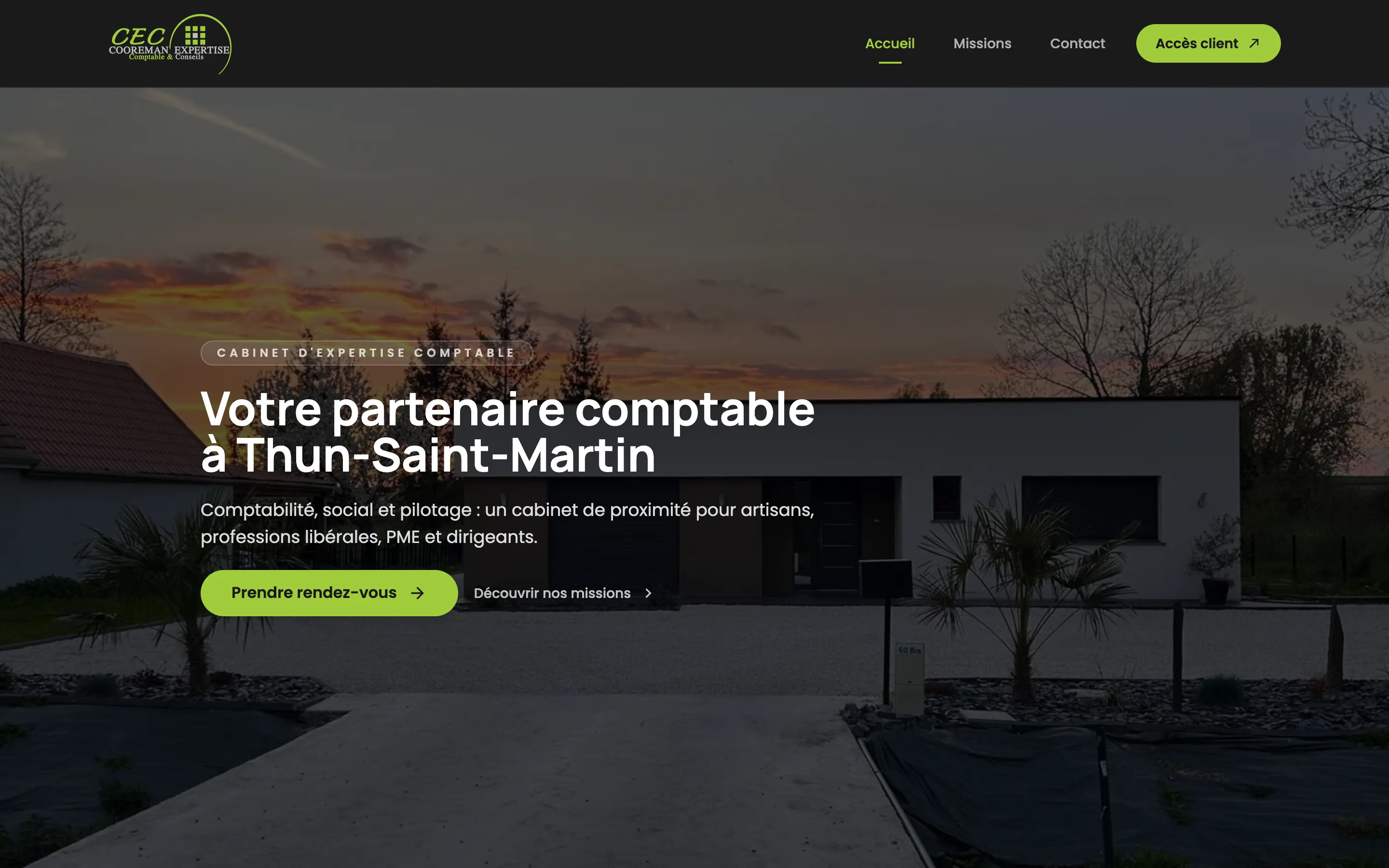Capture du site cec-expertises.fr, page d'accueil